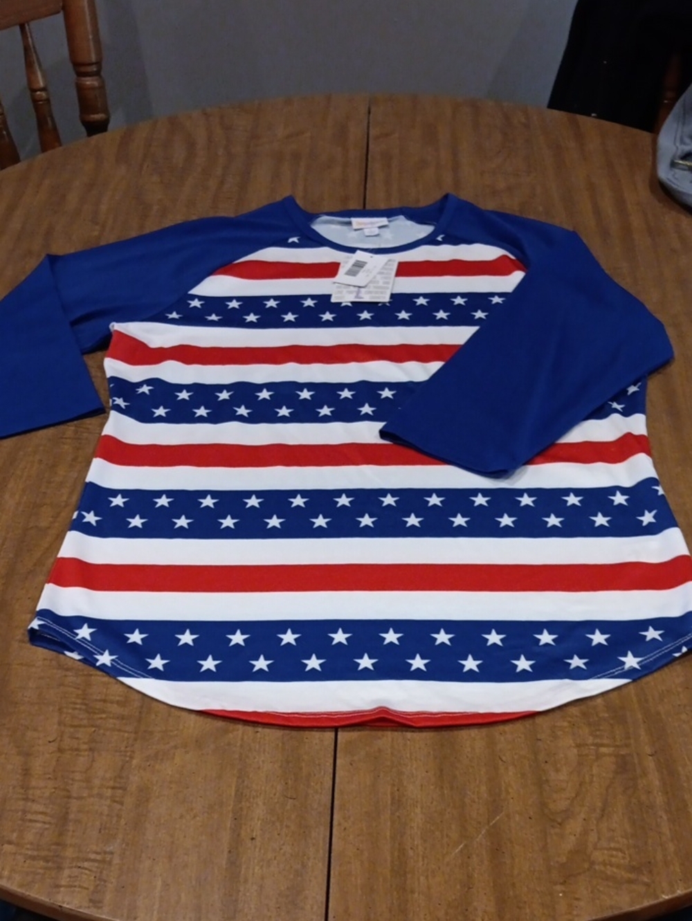LuLaRoe Women's Long Sleeve Raglan Tee - Red, White & Blue